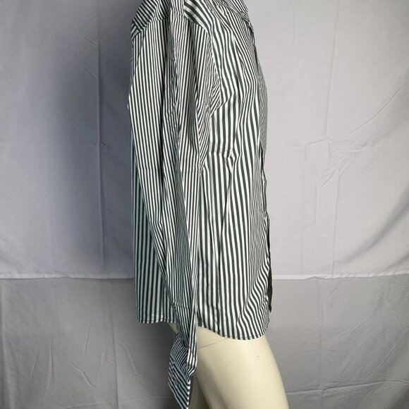 NEW CHAMPLAIN Men’s Long Sleeve Stripe Button-Down Shirt Green/White Size L - Picture 6 of 9